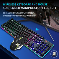 Combos Clavier et Souris Gaming Mécaniques Rechargeables USB Sans Fil RVB 104 Touches pour Ordinateur