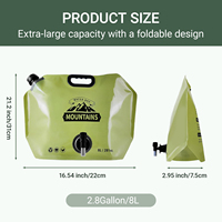 Pochettes souples à bec verseur grande capacité en plastique, sacs d'eau pliables avec robinet, conteneurs d'eau repliables pour le camping et le sac à dos
