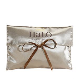Pochette à rabat en satin haut de gamme de luxe, personnalisée pour les extensions capillaires, sac anti-poussière personnalisé en satin pour perruques - Product Image 2