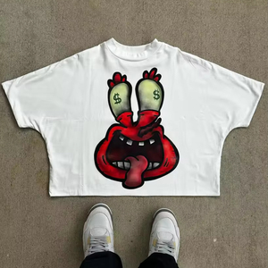 T-shirts personnalisés pour hommes 100% coton, coupe ample et courte, style streetwear Y2K, t-shirts graphiques de haute qualité, luxe, laine peignée, écologiques - Product Image 1