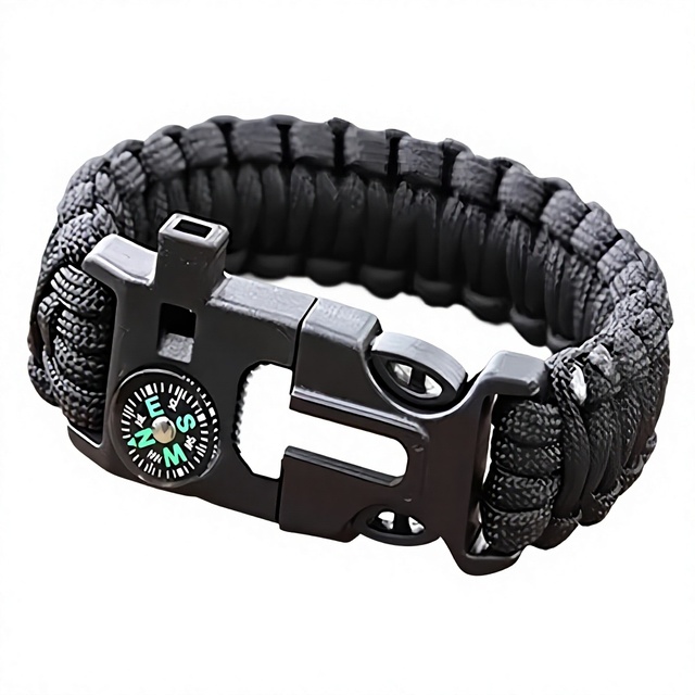 Seven-core Umbrella Rope Woven Five-in-One Survival Compass Bracelet for Outdoor Mountaineering Camping Emergency Rescue
