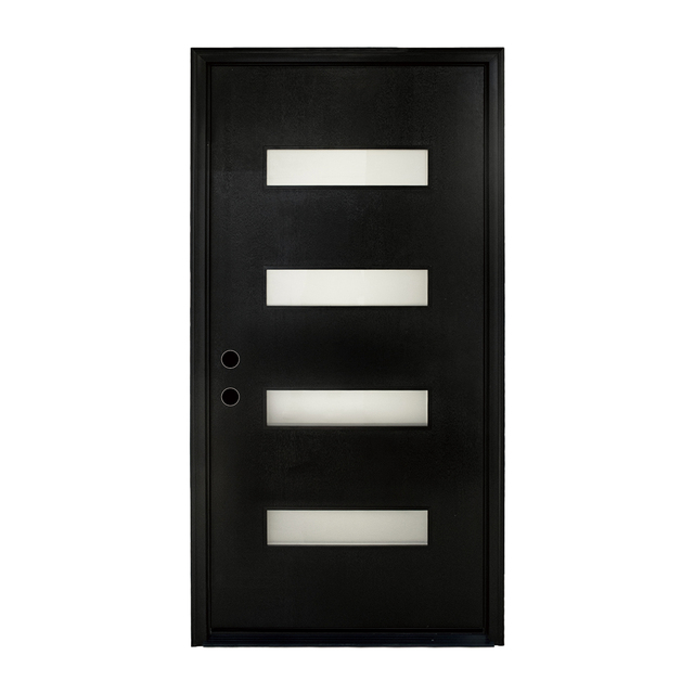 Luxury Wrought Steel Single Entrance Doors Home External Waterproof Sound Insulated Exterior Front Entry Outdoor