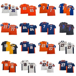 Jersey Rugby Jahitan Gaya Vintage Pria 7 John Elway 18 Peyton Manning 24 Champ Bailey 27 Steve Atwater 30 Terrell Davis S-3XL - Product Image 1