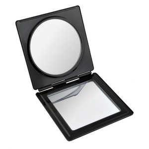 Customizable Logo Black Shiny Aluminium Pocket <b>Mirror</b> Compact Foldable LED <b>Makeup</b> <b>Mirror</b> 1x Magnification Diamond Pattern <b>Box</b> - Product Image 1