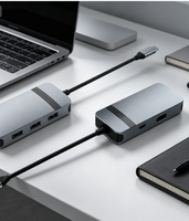 Adaptor Multiport Logam Tipe C 5 in 1 dengan Hub USB-C, 4K 30Hz, 100W PD, USB 3.0 untuk MacBook Laptop 1.4 Stock