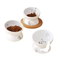 Alimentadores de gato de cerâmica branca eco friendly personalizado coreano redondo elevado alimento bacia de animal de estimação para venda