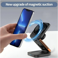 Chargeur sans fil magnétique pliable multifonctionnel 3 en 1, charge rapide 15W, support de téléphone de bureau