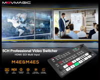 Mezclador de Video HD MI/SDI Movmagic con Efectos WIPE/MIX, Multivista de 4 Canales para Control por LAN para YouTube Premium