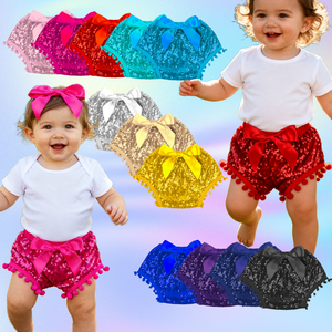 Bébé filles Shorts paillettes étincelle pantalons courts enfants fête d'anniversaire Shorts été <span class=keywords><strong>Pom</strong></span> <span class=keywords><strong>Pom</strong></span> couche-culotte couverture Bloomers Bummies - Product Image 1