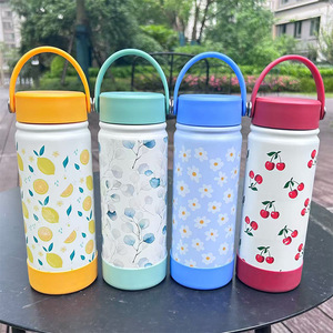 floral stainless steel <b>small</b> water <b>bottle</b> 20oz In stock with handle stainless steel water <b>bottle</b> 600ml - Product Image 2
