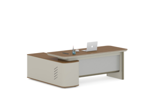 L-vormig houten directiebureau modern ergonomisch design opbergkast hoge kwaliteit natuurlijke houtstructuur voor luxe kantoor - Product Image 4