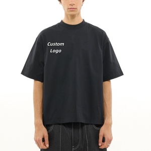 Fournisseur en vogue T-shirt vierge <span class=keywords><strong>noir</strong></span> 100% jersey de coton tricoté lourd 350 g/m² pré-rétréci imprimé animal coupe carrée courte et oversize - Product Image 1