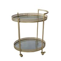Chariot de salle à manger italien simple et élégant en métal à deux étages Porte-revues de restaurant moderne Tables console pour boissons et collations