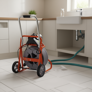 Máquina desatascadora de desagües con alimentación automática de 100 pies x 1/2 pulgada con ruedas para limpieza de cocinas y baños - Product Image 2