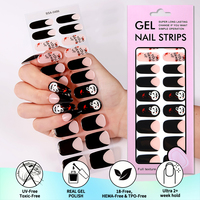 Autocollants pour ongles en gel non toxiques, sans UV, pour maquillage de fête d'Halloween personnalisé, motifs yeux de monstre effrayants, chauve-souris, fantômes, pointes françaises sanglantes
