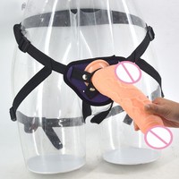 FAAK-pene grueso de juguete sexual para hombre, juguete sexual de 19cm con correa para cinturón, consolador con cinturón