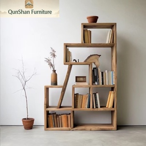 Libreria <span class=keywords><strong>in</strong></span> <span class=keywords><strong>Legno</strong></span> Massello Stile Nordico a 5 Ripiani, Senza Vernice, con Giunzioni a Mortasa e Tenone, Arredamento Retrò Creativo per Soggiorno e Studio - Product Image 6
