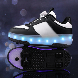 Pattini a Rotelle da <span class=keywords><strong>Bambina</strong></span> con 4 Ruote e Tomaia in Pelle per Attività <span class=keywords><strong>Sportive</strong></span> all'Aperto <span class=keywords><strong>Scarpe</strong></span> per Bambini alla Moda - Product Image 4