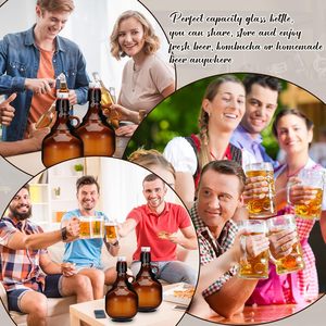 Bouteilles en verre ambré pour bière 1L 2L, pots en verre avec couvercle, carafes à liquide, pour soda, <span class=keywords><strong>cidre</strong></span>, <span class=keywords><strong>alcool</strong></span>, vin, brassage maison, fermentation - Product Image 5