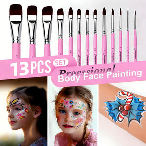 Juego de 13 Pinceles de Pelo de Nailon de Alta Calidad con Mango de Madera Fontainebleau, Pinceles Profesionales para Pintura Facial y Artística - Product Image 3