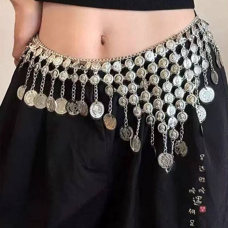 เข็มขัดพู่ห้อยรูปทรงมนุษย์สีเงิน รุ่น K0208A