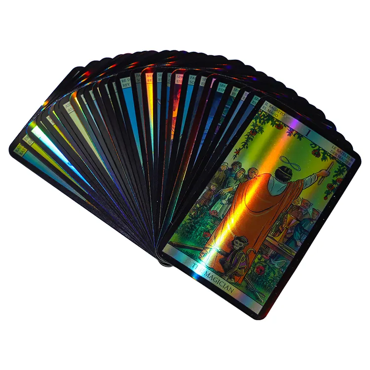 <span class=keywords><strong>Jeu</strong></span> de cartes de Tarot version anglaise, avec feuille d'or personnalisée, jouer au Tarot, arabe, avec guides, vente en gros