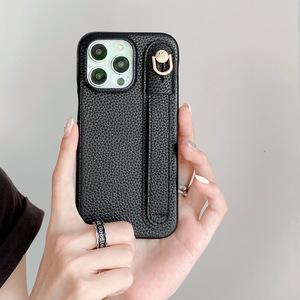 เคสโทรศัพท์หนังเทียมสำหรับไอโฟน พร้อมขาตั้งแบบเส้นและสายคล้องโทรศัพท์ ดีไซน์สีพื้น - Product Image 6