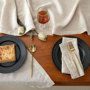 Hemstitch Beige Cotton <strong>Linen</strong> Tablecloth Wedding Banquet Reusable Washable <strong>Table</strong> <strong>Cloths</strong> for Events Dinner Custom <strong>Table</strong> Covers - Product Image 2