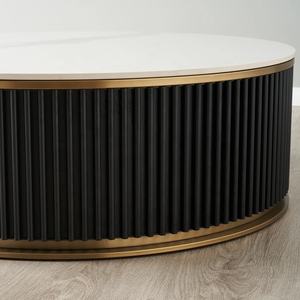 Villa de lujo moderna Muebles de sala de estar Mesa de centro con base de metal de alta calidad con mesa de mármol natural Nuevo diseño - Product Image 4