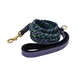 Correa de perro de cuero genuino fuerte trenzada duradera, correas largas para perros, correas de entrenamiento trenzadas para caminar para mascotas, colores marrón y negro - Product Image 3