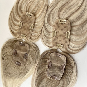 Alta qualità 3*5 pollici taglia Base di seta Top Hairpiece vergine Clip in Topper <span class=keywords><strong>capelli</strong></span> per diradamento <span class=keywords><strong>capelli</strong></span> da <span class=keywords><strong>donna</strong></span> - Product Image 3