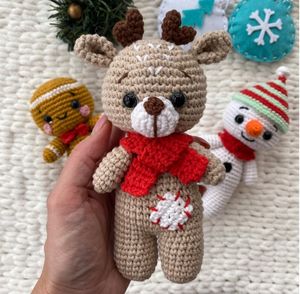 Personalizado hecho a mano árbol <span class=keywords><strong>de</strong></span> Navidad <span class=keywords><strong>muñeco</strong></span> <span class=keywords><strong>de</strong></span> <span class=keywords><strong>nieve</strong></span> Reno Santa Claus <span class=keywords><strong>muñeco</strong></span> <span class=keywords><strong>de</strong></span> punto ganchillo Amigurumi juguete para regalos <span class=keywords><strong>de</strong></span> navidad - Product Image 2