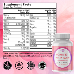 Complément alimentaire multivitaminé et multiminéral pour femmes 50+ - Marque privée OEM - Comprimés pour la santé des os, du cœur et du système immunitaire - Product Image 2