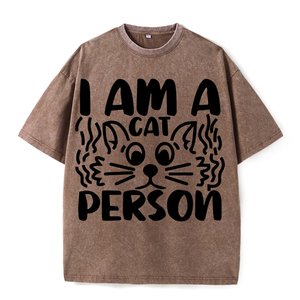 Camiseta Negra de Manga Corta con Estampado Gráfico 'I <span class=keywords><strong>Am</strong></span> a Cat Person', Ropa Casual para Amantes de los Gatos, Atuendos Diarios - Product Image 2