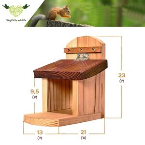Weatherproof Squirrel Feeder Solid Wood Quadrate Feeding Station Sustainable and Stocked for Small <strong>Animals</strong> - Product Image 4
