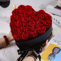 HFlora Factory Romantische 27 Stuks Ge conserveerde Eeuwige Rozen Hartvormig Langdurig 3-5 Jaar Houdbaar in Geschenkdoos Valentijn Vriendin