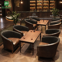 Ensemble de meubles rétro pour bar à whisky américain, salon de cigares, café - Canapé, table et chaises commerciaux durables et écologiques