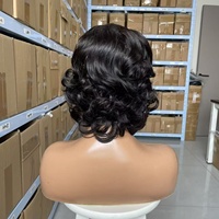 Perruque Courte Pixie Bouclée Bob en Cheveux Humains, Perruque Lace Front Transparente 13x4, Qualité 12A, Vente en Gros, pour Femmes Noires
