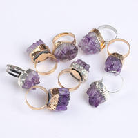 Bague ajustable en pierre naturelle d'améthyste drusée - Durable et personnalisable