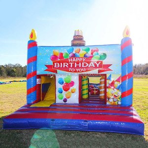 Équipement de location pour événements : Château gonflable coloré en forme de montgolfière avec toboggan aquatique et aire de jeux extérieure - Product Image 3