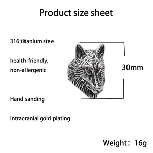yunnique <b>Wolf</b> <b>Ring</b> Men's Stainless Steel Animal Design Punk Style Retro Fashion Jewelry Gift 24042 - Product Image 3