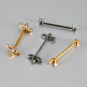Anillos de Titanio G23 para <span class=keywords><strong>Piercing</strong></span> de Pezón, Joyería Corporal de Moda, <span class=keywords><strong>Piercing</strong></span> Sexy para el Pecho, Chapado en Oro con Circonita, Joyería de <span class=keywords><strong>Piercing</strong></span> Personalizada, Regalo - Product Image 4