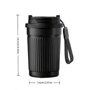 Tasse à café isotherme en acier inoxydable de 400 ml avec cordon, design simple et droit, pour voiture, extérieur, bureau, boissons chaudes et froides - Product Image 4