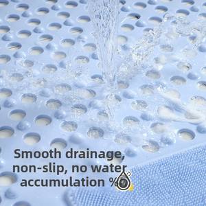 Alfombrilla de Baño Cuadrada Antideslizante con Orificios de Drenaje y Ventosas Antideslizantes para Hoteles, Hogares y Duchas, Tapete de Masaje para Pies - Product Image 4