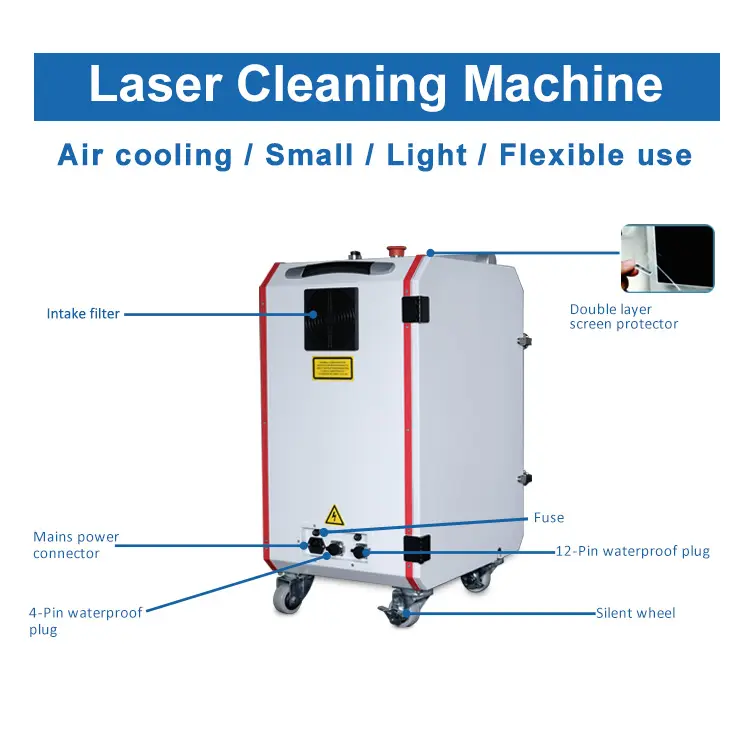 Hete Verkoop 100W 200W Laser Reinigingsmachine Laser Roest Verwijdering Reinigingsmachine Puls Laserreiniger