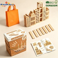 Bloques de Construcción de Madera Natural Sólida Premium para Niños, 3D DIY, Creación Libre, 400 Piezas, Estilo Arquímedes, para Estimular la Imaginación Infantil