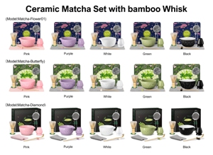 Juego de Té Matcha Japonés Tradicional de 7 Piezas Personalizado, Cerámica Clásica, Porcelana Verde con Forma de Rombo, con Batidor de Bambú y Cuchara para Té - Product Image 6