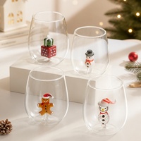 Mug en verre 3D de Noël, motif bonhomme de neige et homme en pain d'épices, cadeau de fêtes, en verre borosilicate haute résistance, simple paroi, écologique