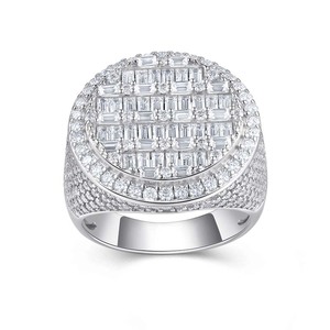 Bague pour <span class=keywords><strong>homme</strong></span> en argent sterling 925 plaqué or blanc 18 carats avec cluster de moissanite glacé, bijoux de <span class=keywords><strong>luxe</strong></span>, bague tendance hip-hop - Product Image 2