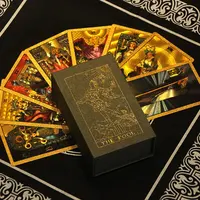 Yüksek kaliteli altın folyo Tarot güverte toptan özel gösterim Cartes De Tarot kartları seti kılavuz yeni başlayanlar için